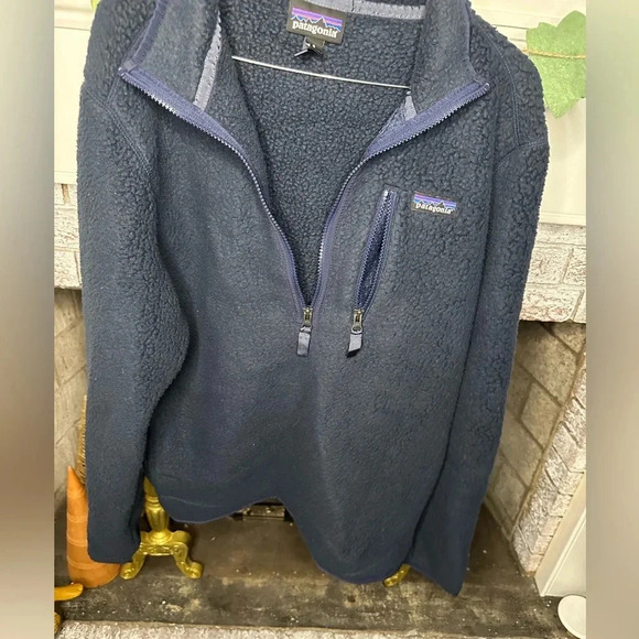 Patagonia Navy Retro Pile Pullover 1/4 quarter zip Mens Unisex Small hiking - Picture 7 of 7
